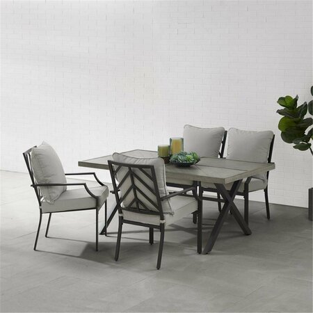 CROSLEY 28 x 67.25 x 38 in. Otto Outdoor Metal Dining Set, Gray - 5 Piece KO60060MB-GY